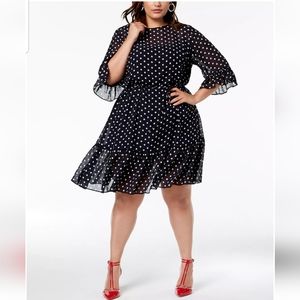 Betsey Johnson Dress Navy with White Polkadots